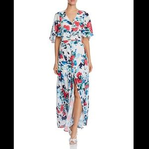 Adelyn Rae Floral Maxi Dress with Flutter Sleeve